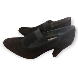 Eric Michaels Made in Portugal Jill Black Leather Suede Closed Toe Heels Size 39